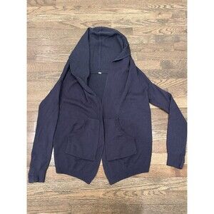 Lululemon Inkwell Cabin Yogi Wrap Slouchy Cardigan Hoodie Navy Blue Sz 6 8 Rever